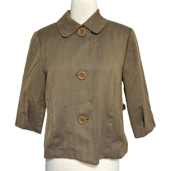 Studio Works SP women’s tan 3/4 sleeve‎ cropped lined jacket NEW - Picture 1 of 8